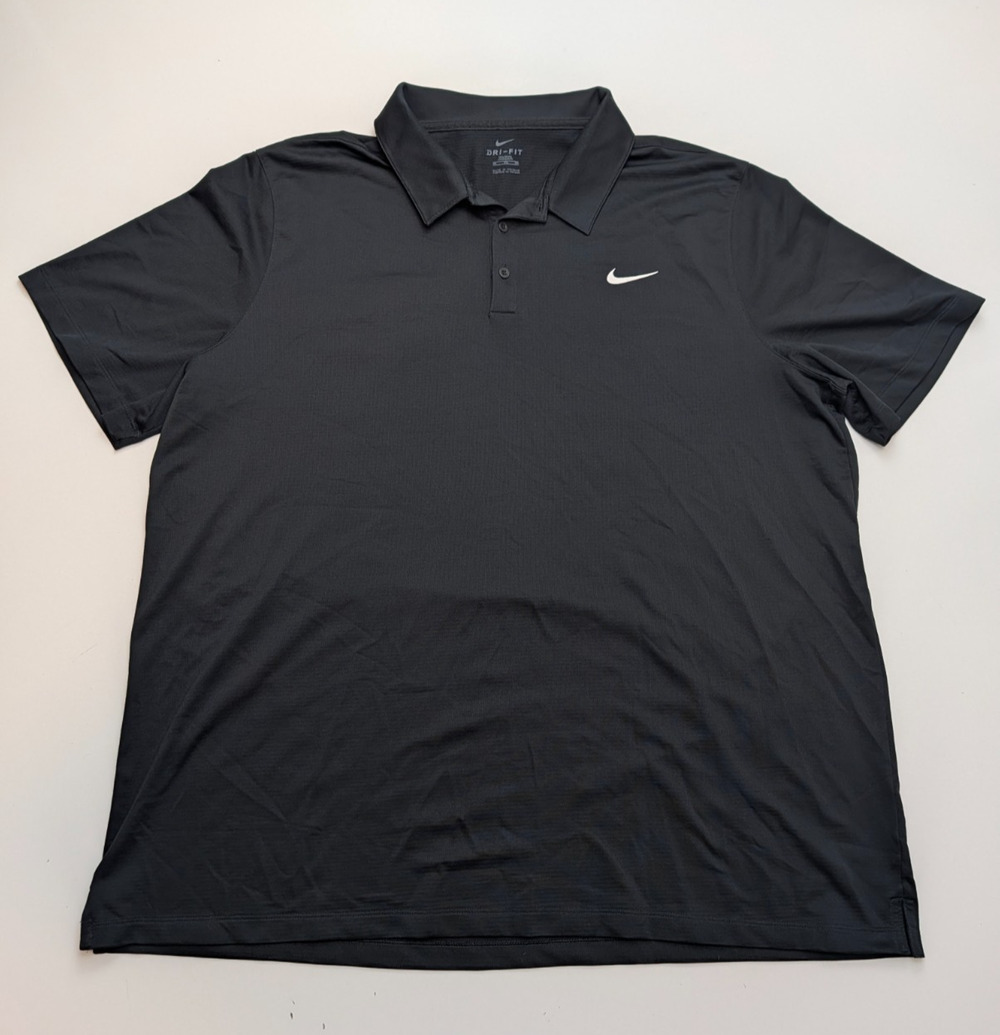 Nike Men's Dri-FIT Core Solid Golf Polo Short Sleeve Shirt Black Logo XXXLT 3XLT